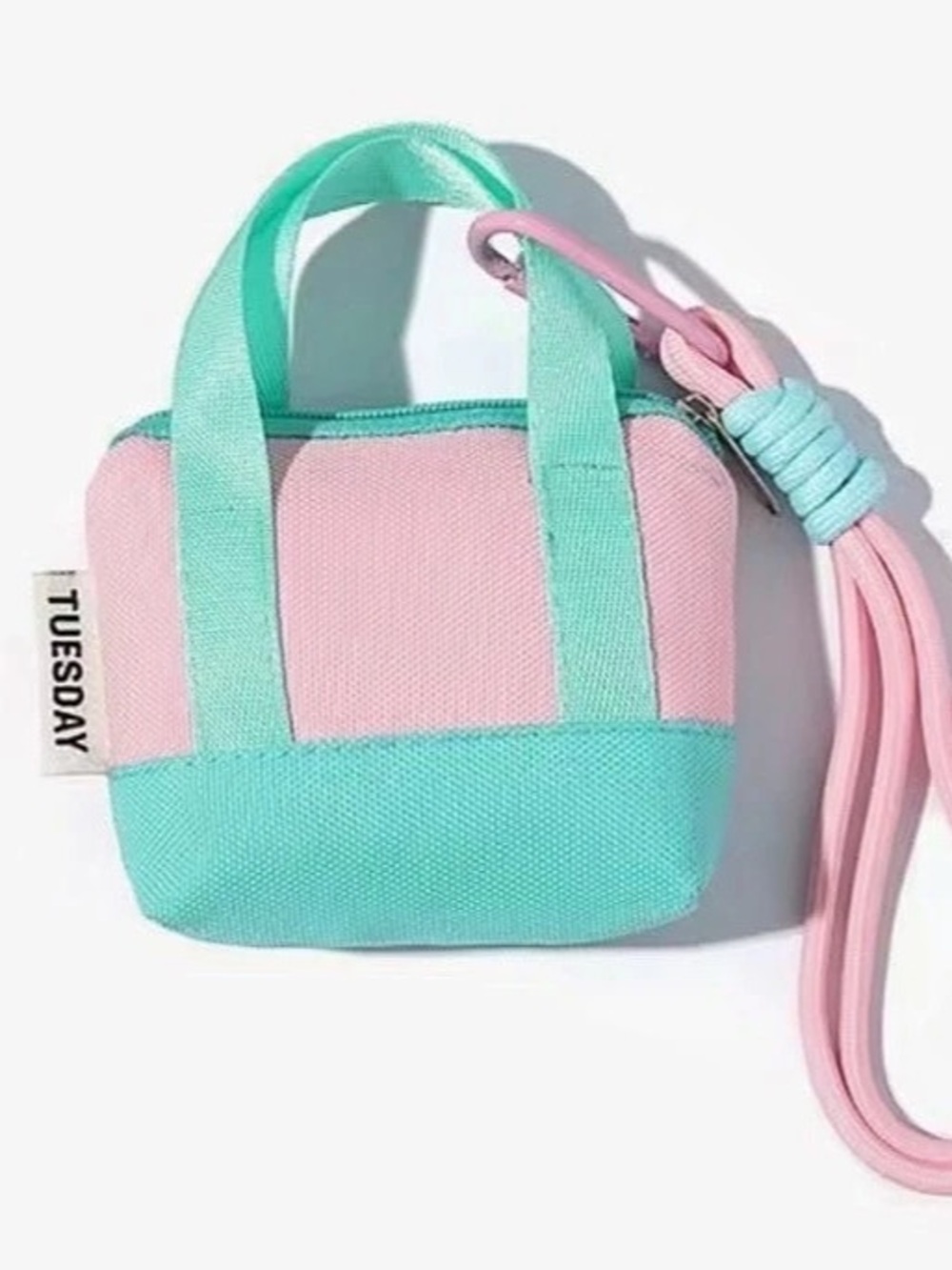 Mini Color Block Bag in Pink & Green key chain brand new in package